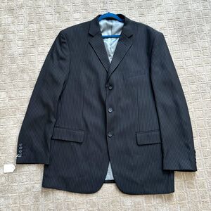 Elegante Gentiluomo Italiana Collezione Black Pin Stripe Blazer Jacket Men’s 46L